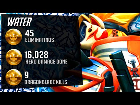 Water Most INSANE Genji main - 45 elims! [ Overwatch S35 Top 500 ]