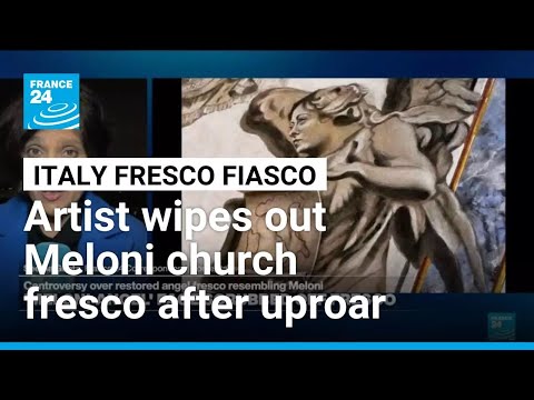 Artist wipes out Meloni church fresco after controversy • FRANCE 24 English