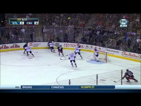 Ryan Johansen snap shot goal 3-1 St. Louis Blues vs Columbus Blue Jackets 12/14/13 NHL Hockey.