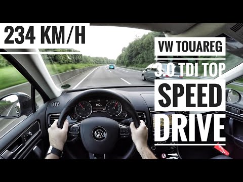 VW Touareg II 3.0 TDI V6 (2016) POV on german Autobahn by day and night - Top Speed Drive