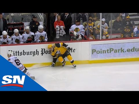 Sidney Crosby Exits Game After Falling Into Boards And Blocking Shot Video