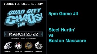 preview picture of video 'QCC2015 G4  Steel Hurtin’ v Boston Massacre Toronto Roller Derby'