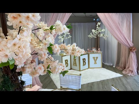 Swan Princess theme baby shower blush white and gold...