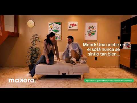thumbnail video image 2 of Sala Modular Reversible Makora Brunello con Memory Foam Color Azul Lino Respaldo Reclinable de 3 Posiciones, 2 of 10