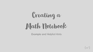 Download the video "Creating a Math Notebook"