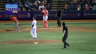 Adam Hall hits against Brooklyn