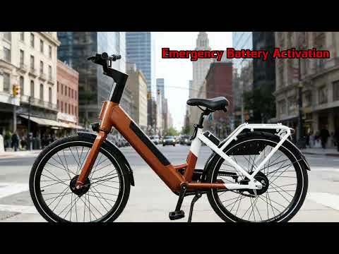 TXED e-bike connected to a mobile app showing battery diagnostics and emergency activation interface