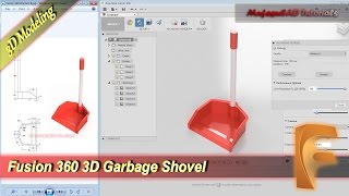 Fusion 360 3D Garbage Shovel Tutorial Beginner Practice 8