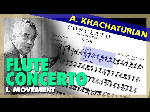 🎼KHACHATURIAN - FLUTE Concerto [1. Mvt.] - [Sheet Music Scrolling]