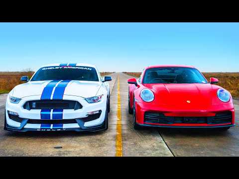 New Porsche 911 vs Shelby GT 350: DRAG RACING