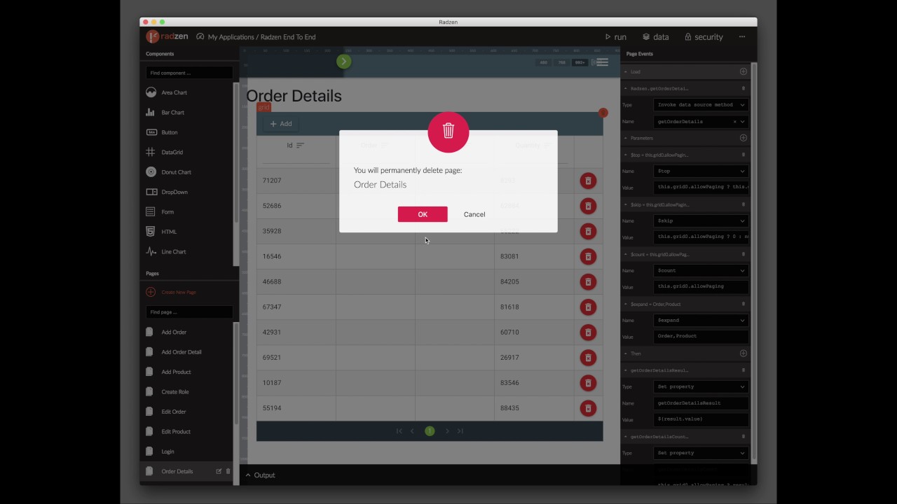 Master Detail - Order / Order Details - Angular - Radzen