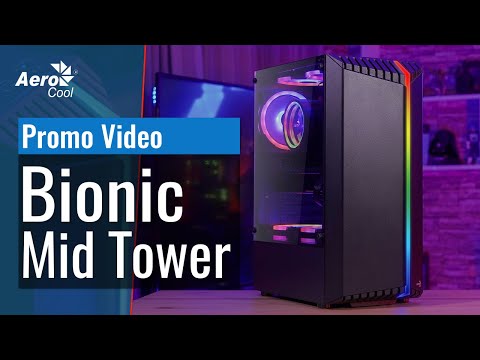AEROCOOL PGS BIONIC-G-BK-v2 RGB - PC dėklas video