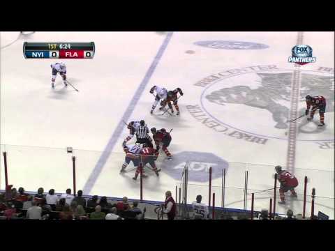 George Parros vs Eric Boulton fight Mar 16 2013 NY Islanders vs Florida Panthers NHL Hockey