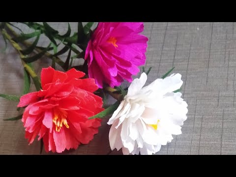 how to make moss rose/ portulaca with crepe paper/DIY