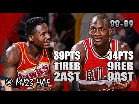 Michael Jordan vs Dominique Wilkins Highlights vs Hawks (1988.11.18)-73pts Combine, EPIC BATTLE!