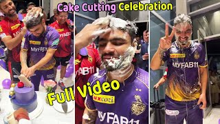 Kolkata Knight Riders Team Celebration after KKR win over GT Rinku Singh Cake Cutting