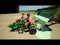 Dumping slime into kids tractors | Tractors for kids