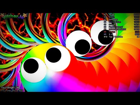 Slither.io A.I. RAINBOW SKIN Vs Pro Snakes - Epic Skin Slitherio Vip Gameplay - World Record