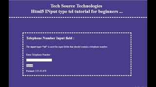 Html5 Input type tel | Input type = &quot;tel&quot; | Html5 Input types