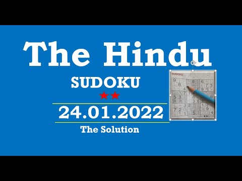 The Hindu  Sudoku Jan 24, 2022 - 2 Star - The Solution