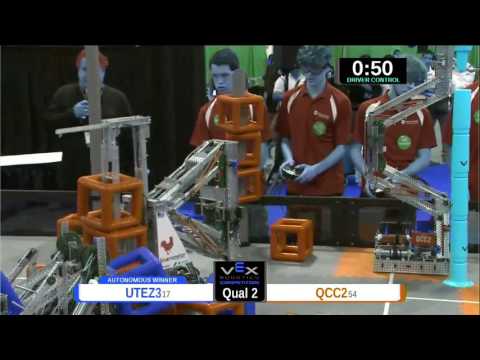2015 VEXU Q2 - UTEZ3 vs QCC2 - 46 to 84-Division Div-VEX U-VEX Worlds 2015
