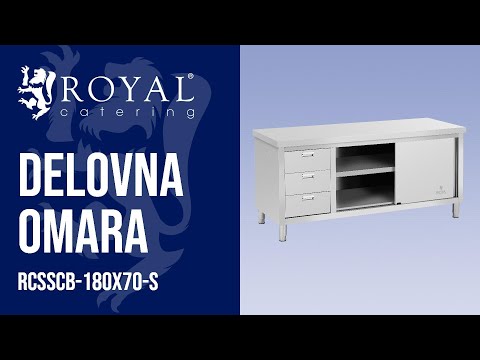 videoposnetek - Delovna omara - 180 x 70 x 85 cm - Royal Catering - nosilnost 600 kg - 3 predali
