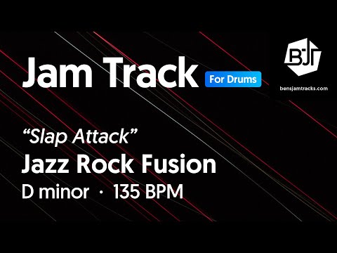 Jazz Rock Fusion Jam Track in D minor (for drums) "Slap Attack" - BJT #68