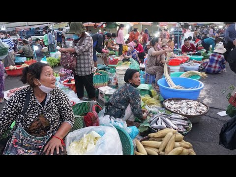 Early Morning Vegetables Street Market @Chhbar Ampov - Early Morning Street Market Scene