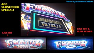400 Subscribers!  Frontier Slot Machine - 2 Line Hits &amp; HUGE Bonus Win!