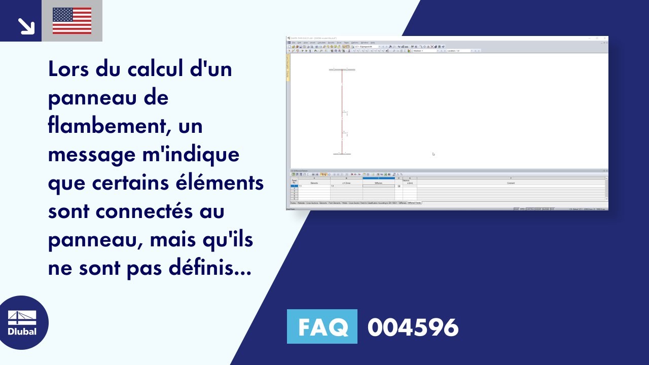 [EN] FAQ 004596 | Lorsque je calcule un panneau raidi longitudinalement, le message suivant s&#39;affiche…