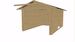 KARIBU Blockbohlengarage, Fichtenholz 28 mm, naturbelassen, ca. 12 m²