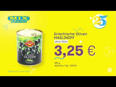 Griechische Oliven "MASLINOFF" // Top Angebote Mix Markt 24.10.-29.10.2022