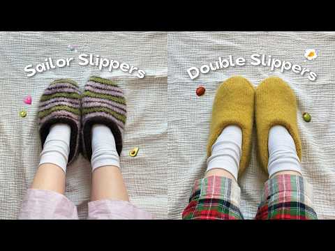 Two Slippers for One Foot 👣 Double + Sailor Slippers | Knitting Tips ✨ | Vlog ep.13 (SUB)