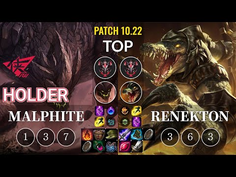 RW Holder Malphite vs Renekton Top - KR Patch 10.22