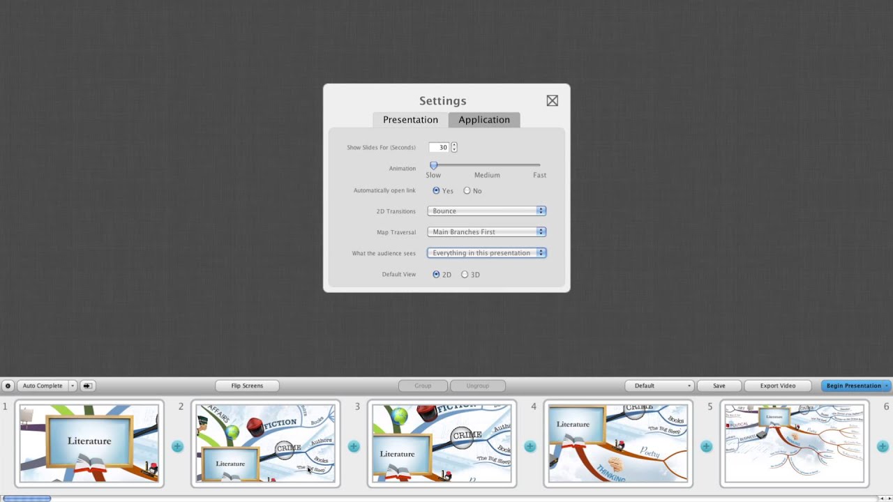 iMindMap 6 - Presentation Settings