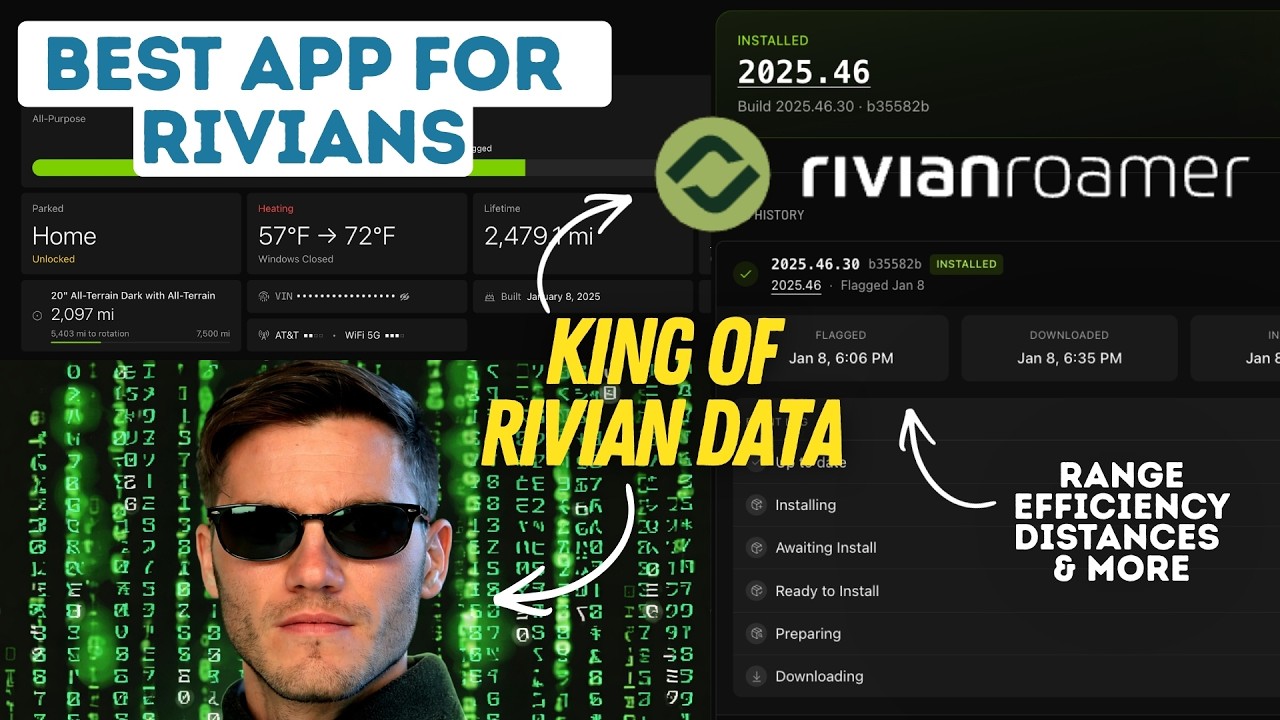 Rivian ROR dashboard showing telematics data, leaderboards, and charging history for Rivian owners