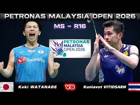 渡邉航貴 (日本) vs Kunlavut Vitidsarn (タイ) | マレーシアオープン 2026 バドミントン