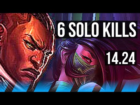 LUCIAN vs AKALI (MID) | 6 solo kills, Dominating | KR Challenger | 14.24