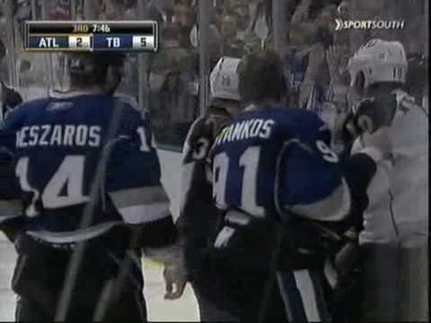 Steve Downie nails Marty Reasoner and Clark MacArthur nails Marty St. Louis