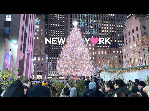 [4K] 🇺🇸 NYC Christmas Lights & Festive Walk 🎄💂🏼 — Rockefeller Center Christmas Tree (Dec. 2025)