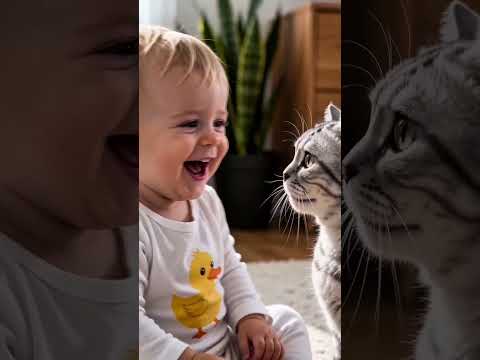 Baby and cat fight on chair😂🤣😂🤣😂#funny #baby #cute #shorts #ytshorts #viral