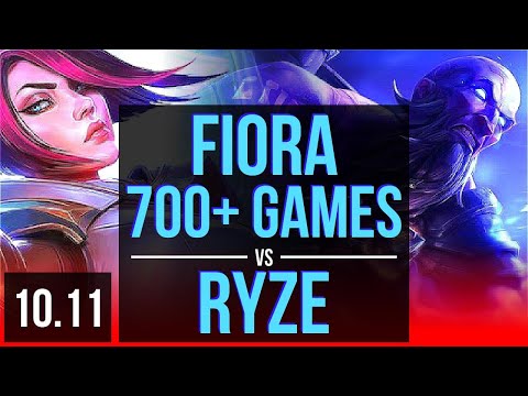 FIORA vs RYZE (TOP) | 700+ games, 2 early solo kills | KR Challenger | v10.11
