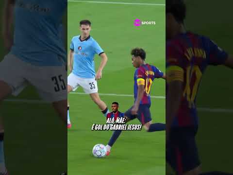 ALÔ, MÃE! GABRIEL JESUS MARCA LOGO NA SUA ESTREIA COM O BARÇA NA CHAMPIONS LEAGUE #shorts