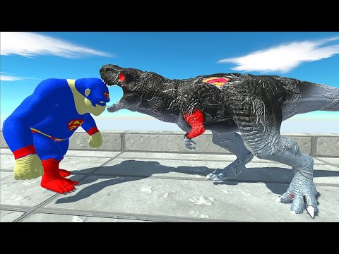 SUPERMAN GORO VS DARK SUPERMAN T-REX DEATH RUN - Animal Revolt Battle Simulator