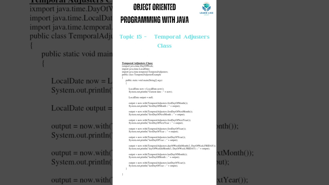 Topic - 15 Temporal Adjusters class #java