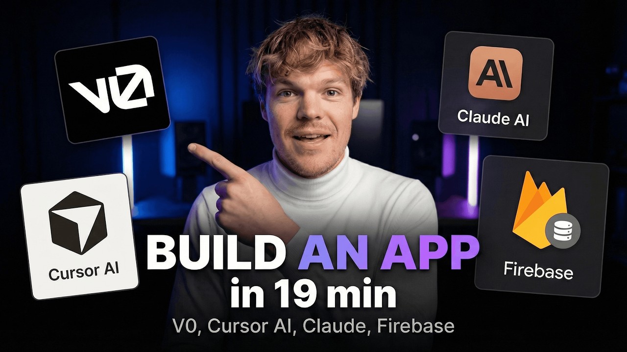 Build an app with a backend using AI in 19 min (V0, Cursor AI, Claude AI, Firebase)