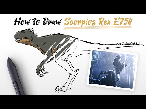 How to Draw a Scorpios Rex E750 dinosaur from Jurassic World Camp Cretaceous - easy Step By Step