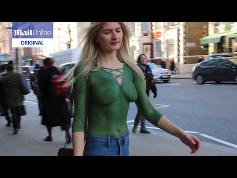 Body paint trick: Can people tell this woman is almost nude from the waist up?