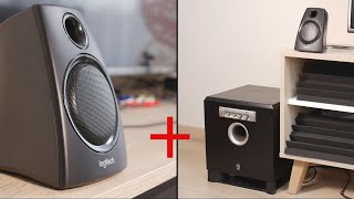 Video thumbnail for Logitech speakers + Yamaha active subwoofer sound & bass test by Techscrew