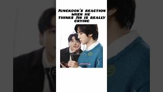 Jungkook&#39;s reaction when he thinks Jin is really crying😊 #bts  #jin #jungkook #jinkook#btsarmy